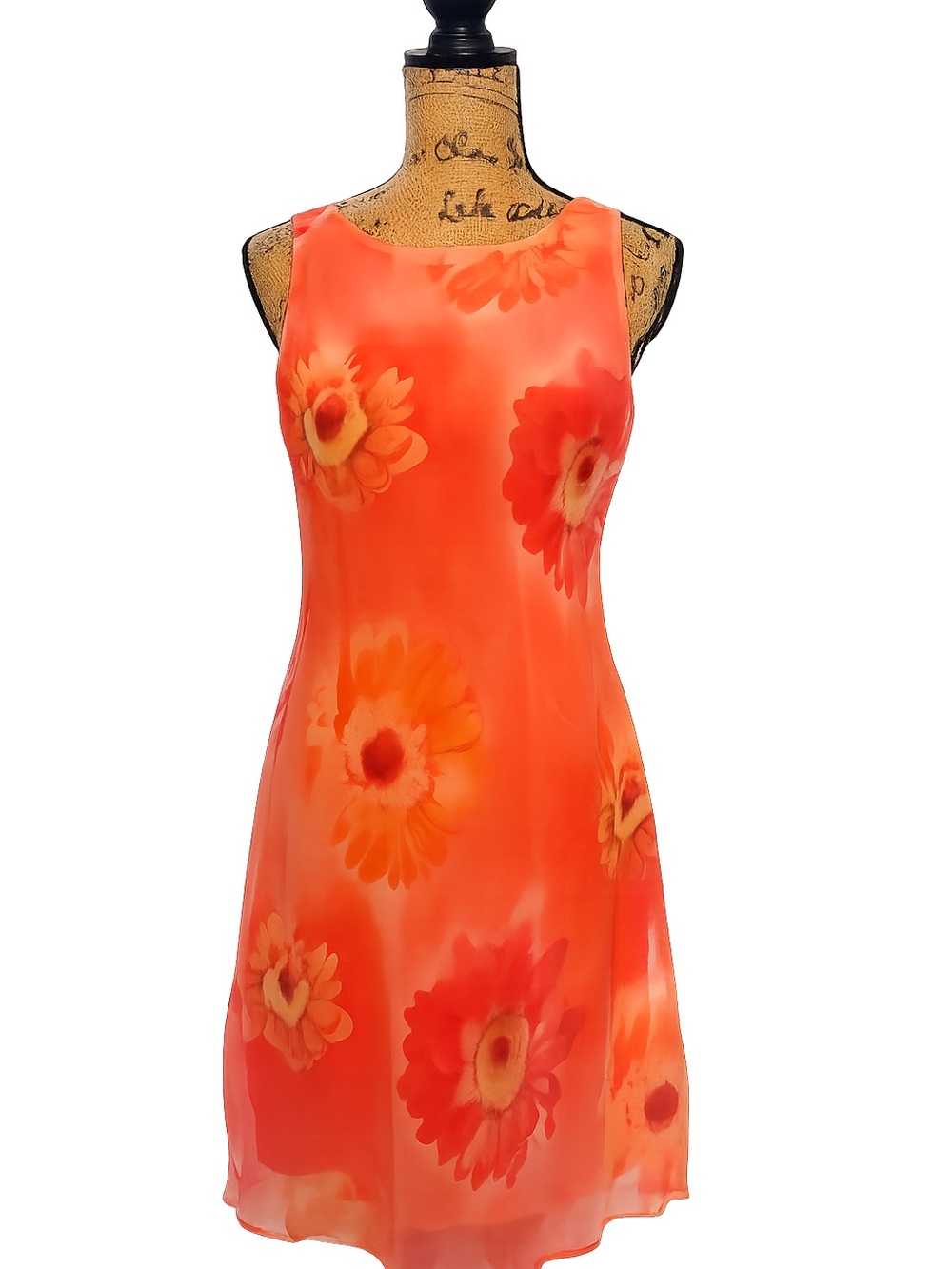 Alyn Paige Coral Floral Chiffon Dress Size 11/12 Made in USA